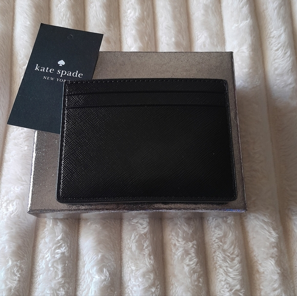 Kate Spade New York Kenzie Patent Saffiano Black Card Holder NIB - Picture 9 of 10
